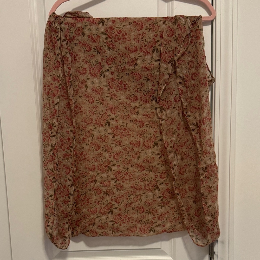 LOFT Floral Loop Scarf in Pink and Tan